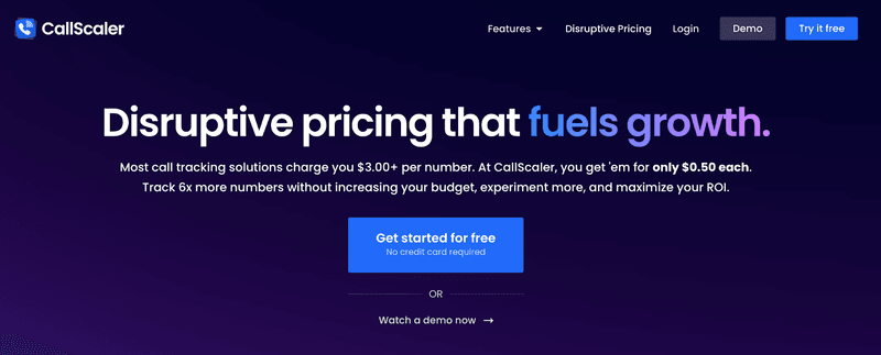 CallScaler website homepage